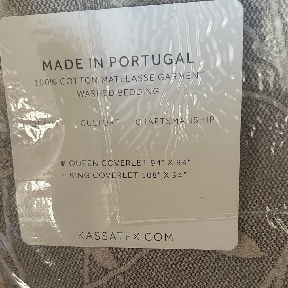 Kassatex Cream and Gray Cotton Coverlet